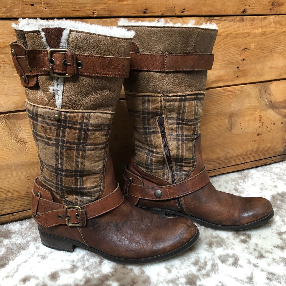 Manas plaid leather boots - size 38
